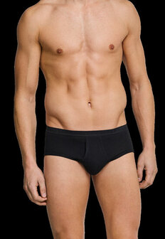 Schiesser Heren Sportslip Met Gulp Zwart - Original Feinripp