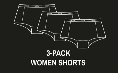 Zaccini 3-pack woman shorts zwart
