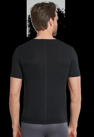 Schiesser Heren Shirt Korte Mouwen V-hals zwart- Personal Fit