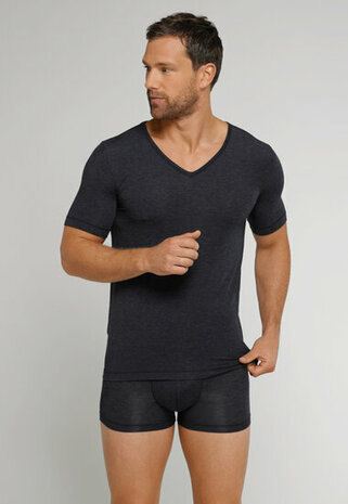 Schiesser Heren Shirt Korte Mouwen V-hals nachtblauw- Personal Fit