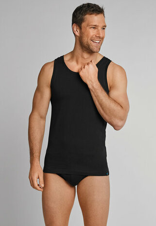 Schiesser Heren Hemd Zwart - Long Life Cotton