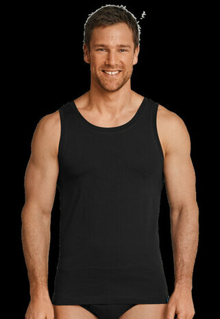 Schiesser Heren Hemd Zwart - Long Life Cotton