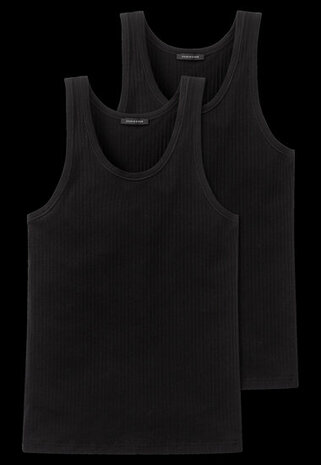 Schiesser Heren Hemd 2-pack Zwart - Authentic