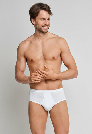Schiesser Heren Sportslip Met Gulp Wit - Original Feinripp