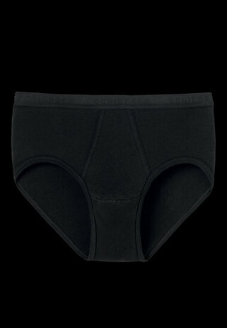 Schiesser Heren Sportslip Met Gulp Zwart - Original Feinripp