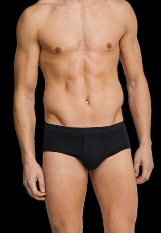 Schiesser Heren Sportslip Met Gulp Zwart - Original Feinripp