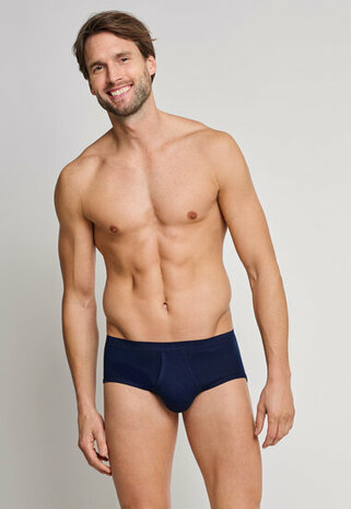 Schiesser Heren Sportslip Met Gulp Marineblauw - Original Feinripp