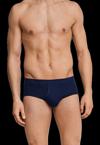 Schiesser Heren Sportslip Met Gulp Marineblauw - Original Feinripp