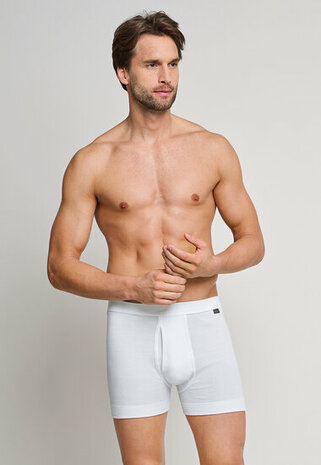 Schiesser Heren Short Met Gulp Wit - Cotton Feinripp