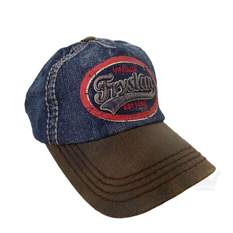 Cap Frysl&acirc;n Vintage - Denim/Bruin/Rood