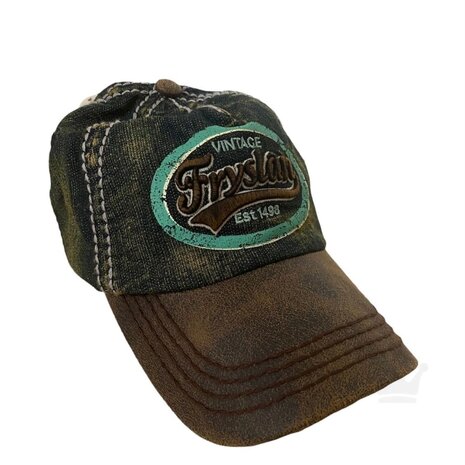 Cap Frysl&acirc;n Vintage - Denim Groen/Bruin/Mint