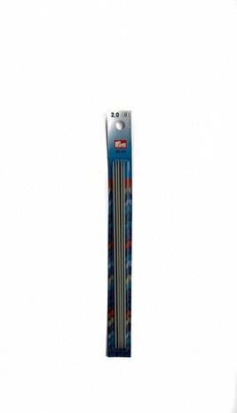 Kousen- en handschoen breinaalden aluminium - grijs 20 cm 2,00 mm