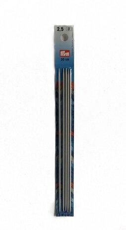 Kousen- en handschoen breinaalden aluminium - grijs 20 cm 2,50 mm