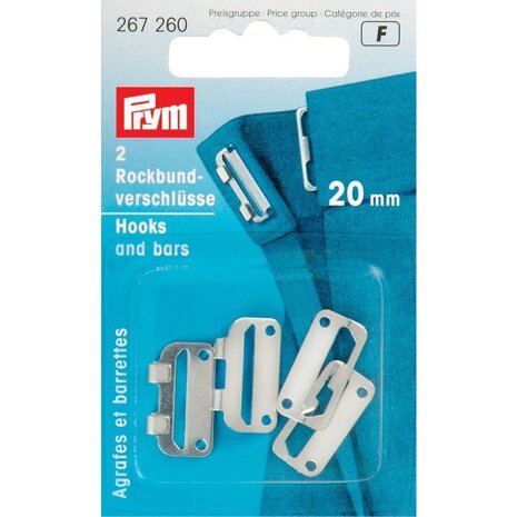 Prym Rokhaken 20mm - haak sluiting voor rok of broek - 2 haken aannaaibaar