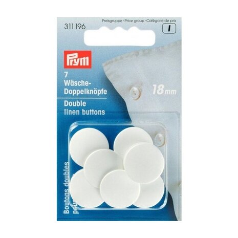 Prym Slopen knopen wit 18mm - 7 stuks