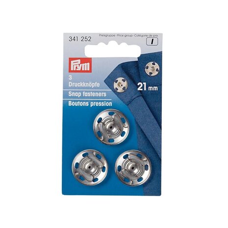 Prym opnaaibare drukknoop 21 mm zilver-3stuks