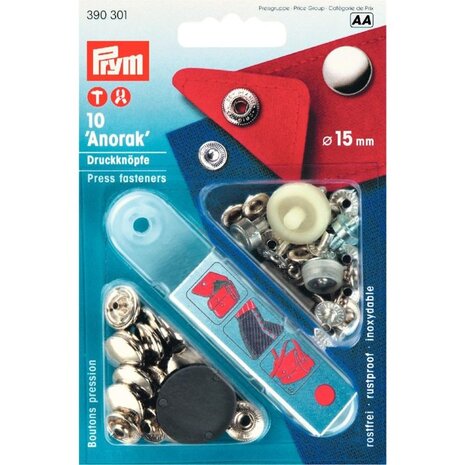 Prym Naaivrijdrukknopen ANORAK MS kap gelakt zilver 15 mm