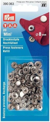 Naaivrijdrukknoop Navulling 8 mm Zilver Prym - 20 stuks