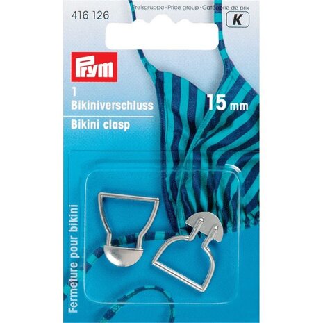 Prym - Bikinisluiting 15 mm - zilver aannaaibaar - 1 paar