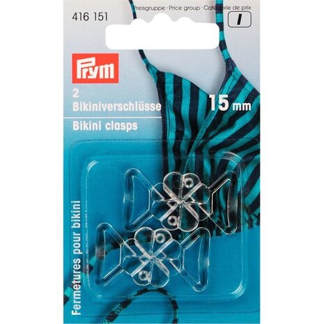 Prym Bikinisluiting - 2 stuks - transparant plastic - sluiting voor bikini aannaaibaar