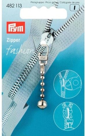 Prym Fashion Zippers Ritsenschuiver Kogelketting Zilverkleurig