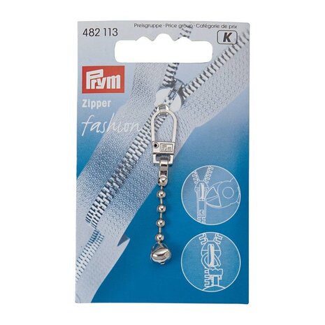 Prym Fashion Zippers Ritsenschuiver Kogelketting Zilverkleurig