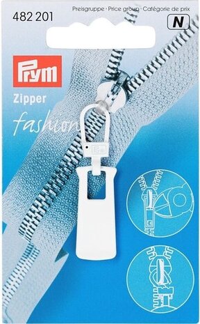 Fashion-Zipper metaal wit