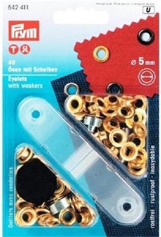 Prym ringen met schijven 5 mm goud-40st