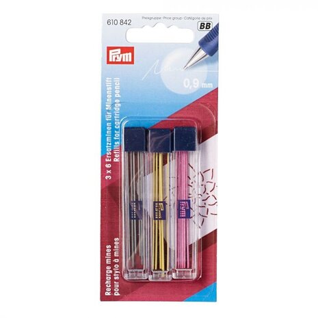 Prym Vervangstiften voor vulpotlood Geel/Zwart/Fuchsia