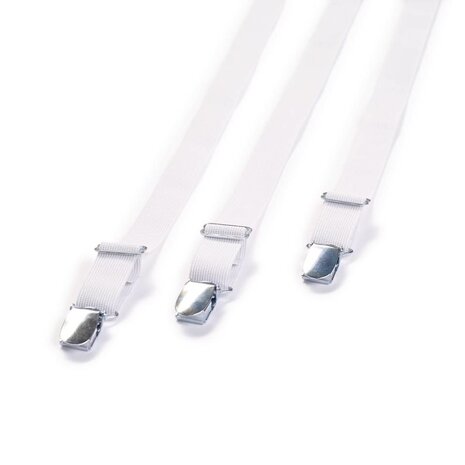 Prym 3 Lakenspanners elastisch 18mm wit. MAX. 1.40 METER.