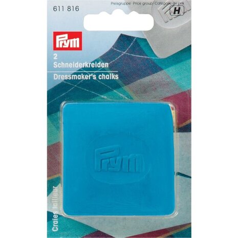 Prym kleermakerskrijt 2 stuks 5x 5 cm Geel en blauw
