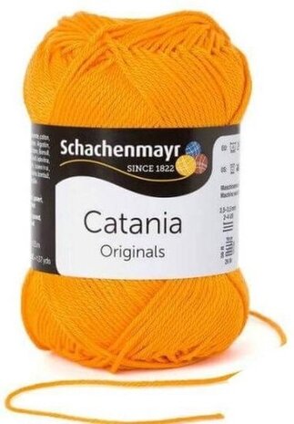 Schachenmayr Catania - katoen garen -  geel oranje (411) - pendikte 3 a 3,5mm -  1 bol