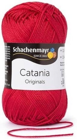 Schachenmayr Catania - katoen garen -  rood (424) - pendikte 3 a 3,5mm -  1 bol