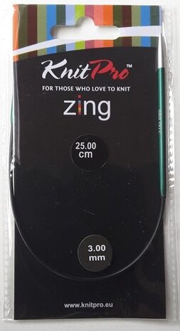 KnitPro Zing Rondbreinaalden 3.00mm en 25.00cm (Let op zeer kleine naalden voor sokken)