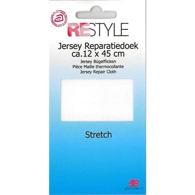 Jersey Reparatiedoek Stretch - Strijkbaar - Wit- 12 x 45 cm
