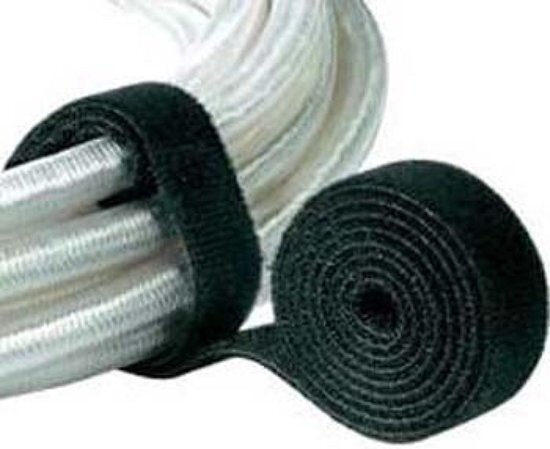 Klittenband kabelbinder - back to back - zwart - 25 mm -1 mtr