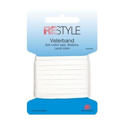 Restyle Veterband Wit 5 mm - 5 mtr