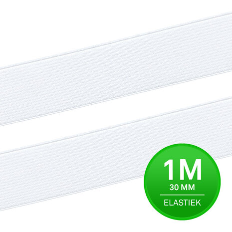 Soepel Elastiek Wit 1 meter 30 mm breed
