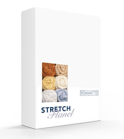 Romanette Stretch Flanellen Hoeslaken Wit