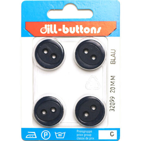 Dill Knoop Donkerblauw 2 gaats 20 mm - 4 stuks