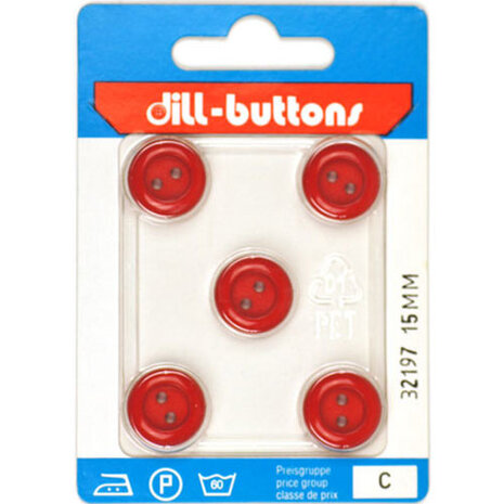 Dill Knoop Rood  2 gaats 15 mm  - 5 stuks