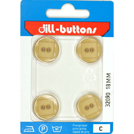 Dill Knoop Beige 2 gaats 18 mm - 4 stuks