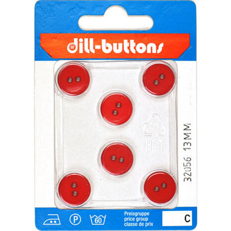 Dill Knoop Rood 2 gaats 13 mm - 6 stuks