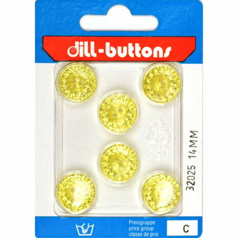 Dill Knoop Transparant Geel 2 gaats 14 mm - 6 stuks