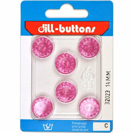 Dill Knoop Transparant Roze 2 gaats 14 mm - 6 stuks