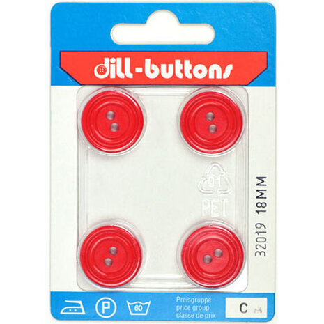 Dill Knoop Rood 2 gaats 18 mm - 4 stuks