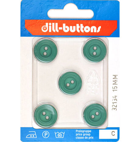 Dill Knoop Blauw/Groen 2 gaats 15 mm - 5 stuks