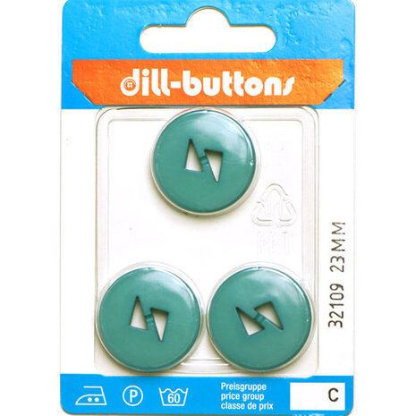 Dill Knoop Blauw/Groen 2 gaats 23 mm - 3 stuks