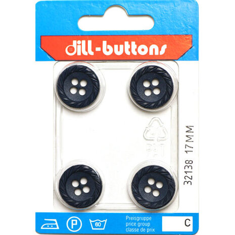 Dill Knoop Donkerblauw 4 gaats 17 mm - 4 stuks