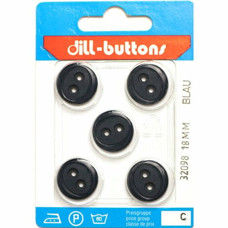 Dill Knoop Donkerblauw 2 gaats 18 mm - 5 stuks